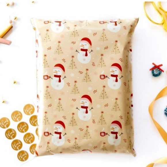 Snowman Holiday Poly Mailers Christmas Designer Shipping Bags Nwt - Picture 1 of 3
